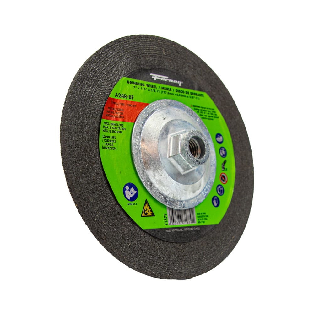 Grinding Wheel, Metal, Type 27 (Depressed Center), 7 in x 1/4 in x 5/8